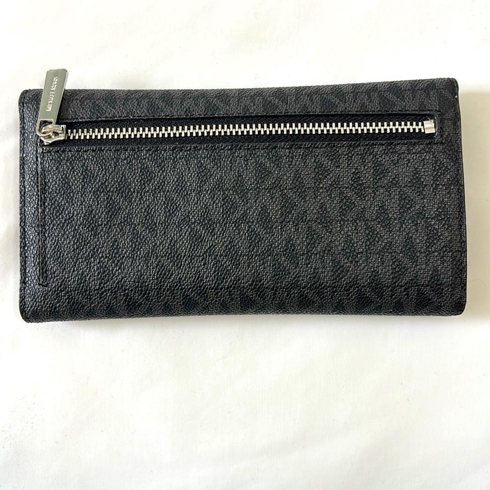 Michael Kors Trifold wallet. Black and gray with silver accents. - Picture 2 of 7